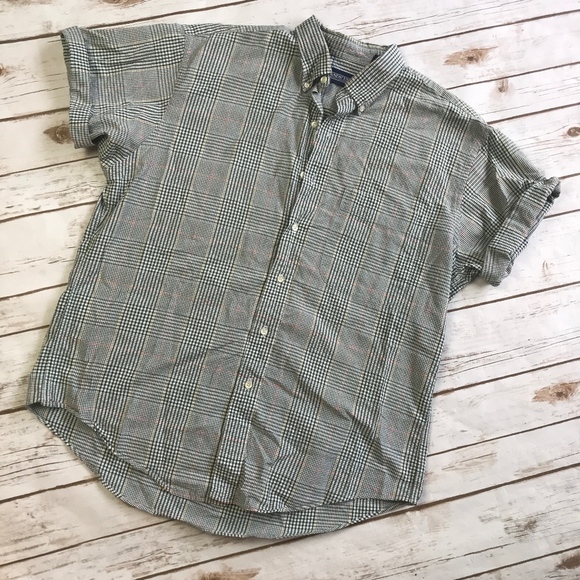 Lands' End Other - Lands' End Short Sleeve Green Plaid Seersucker